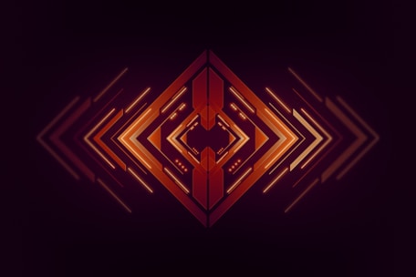 a dark background with an orange and red pattern