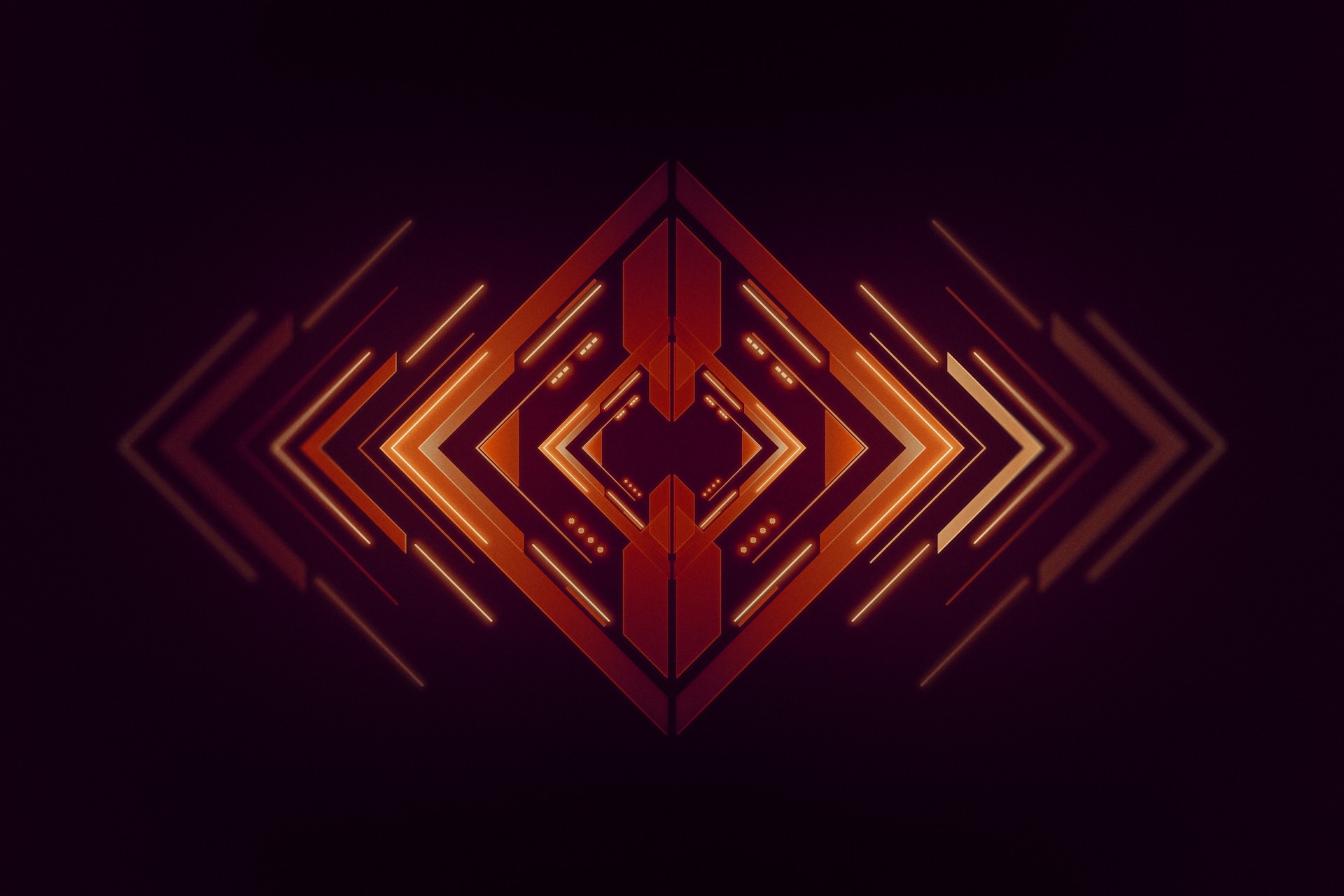 a dark background with an orange and red pattern