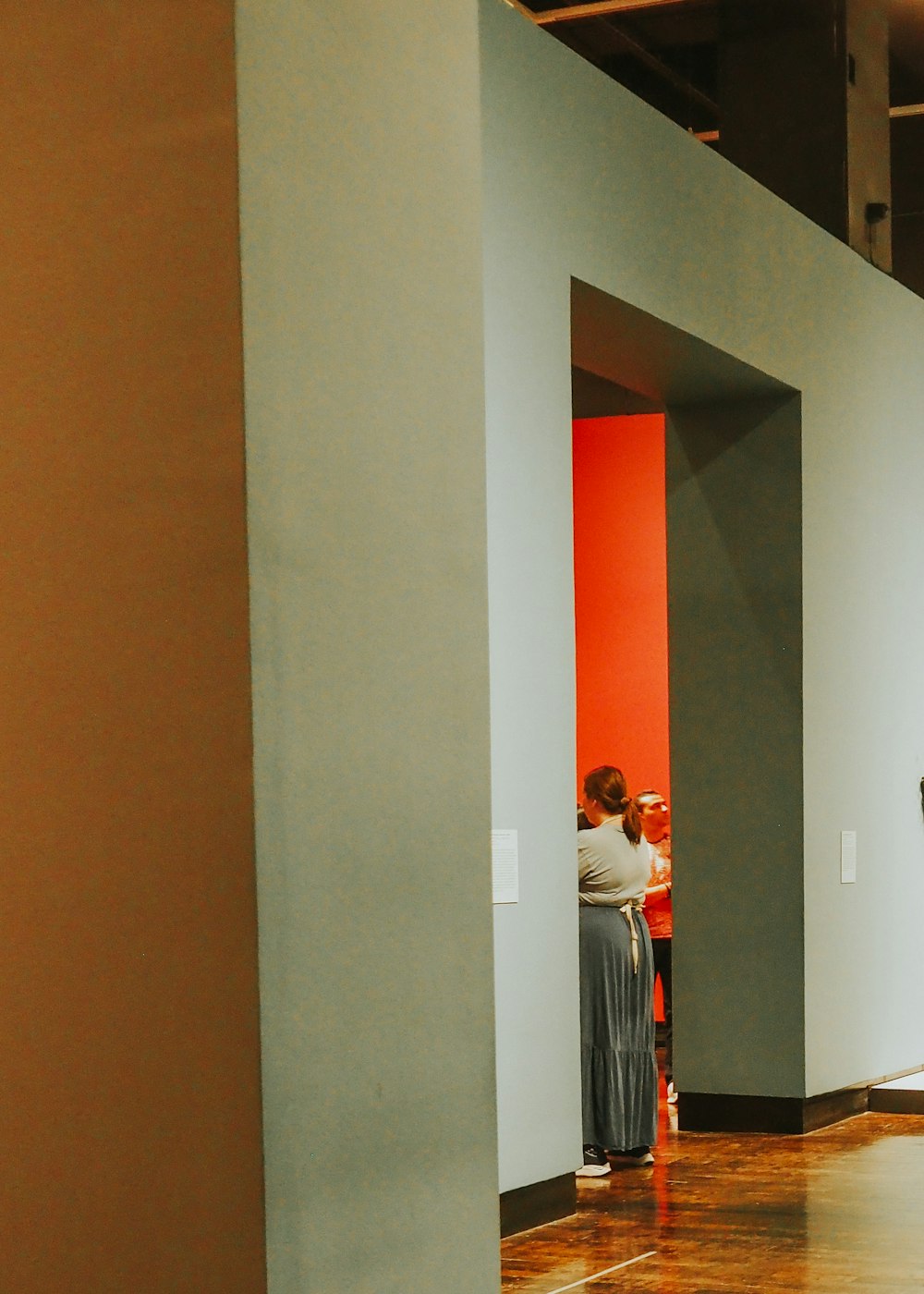 a group of people standing in a room