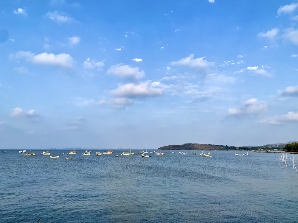 una gran masa de agua con barcos flotando en ella