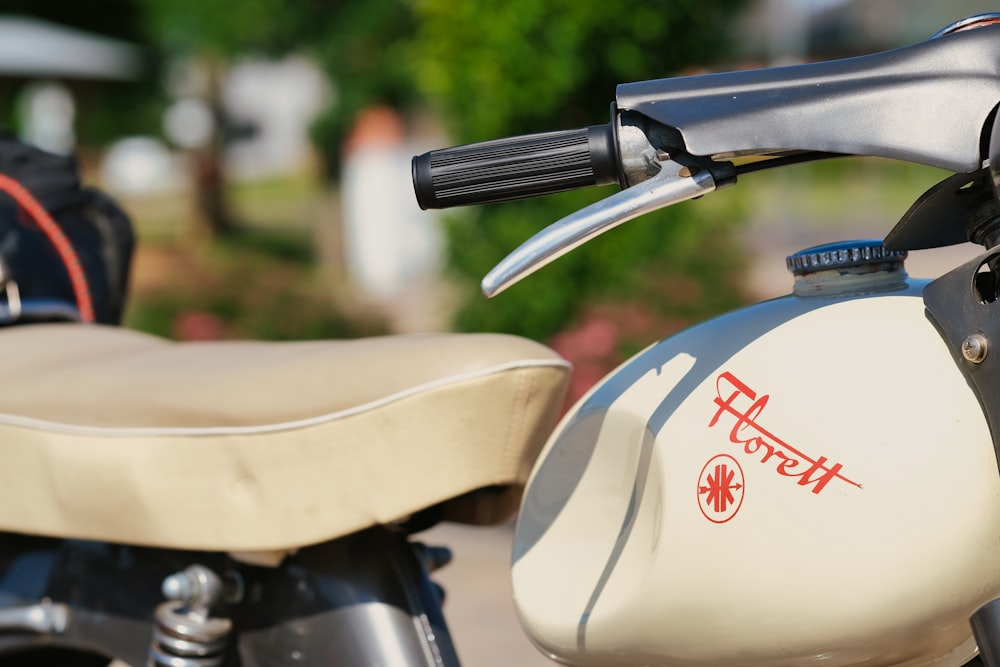 a close up of a motorcycle with a seat on it