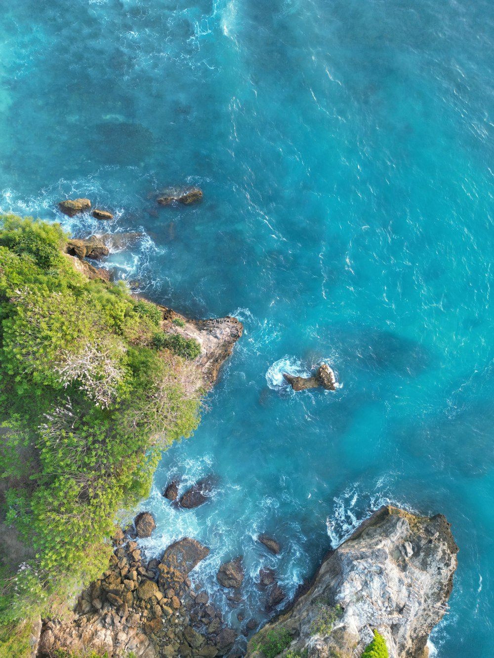 an aerial view of a body of water