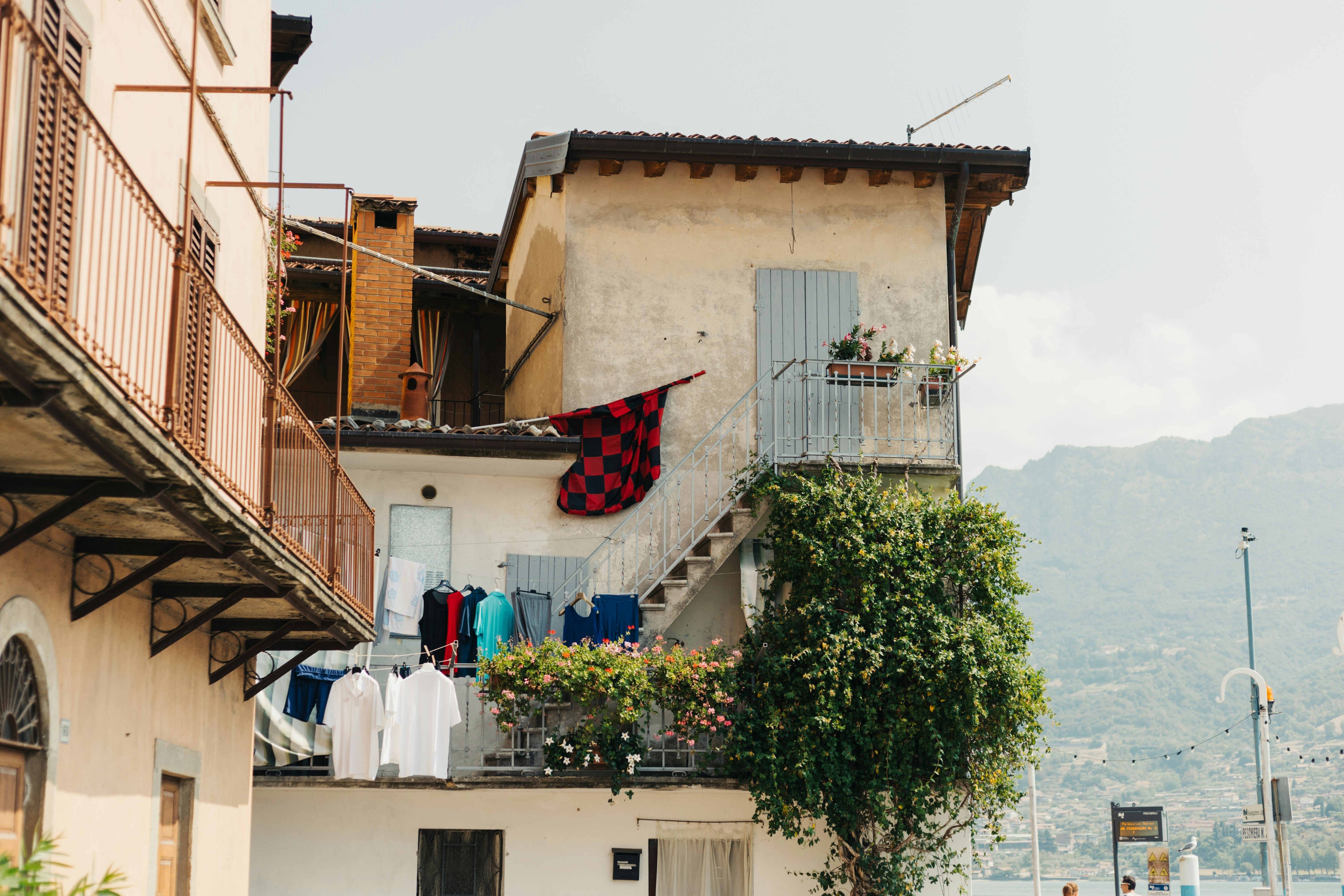 clothes hanging out to dry on a balcony