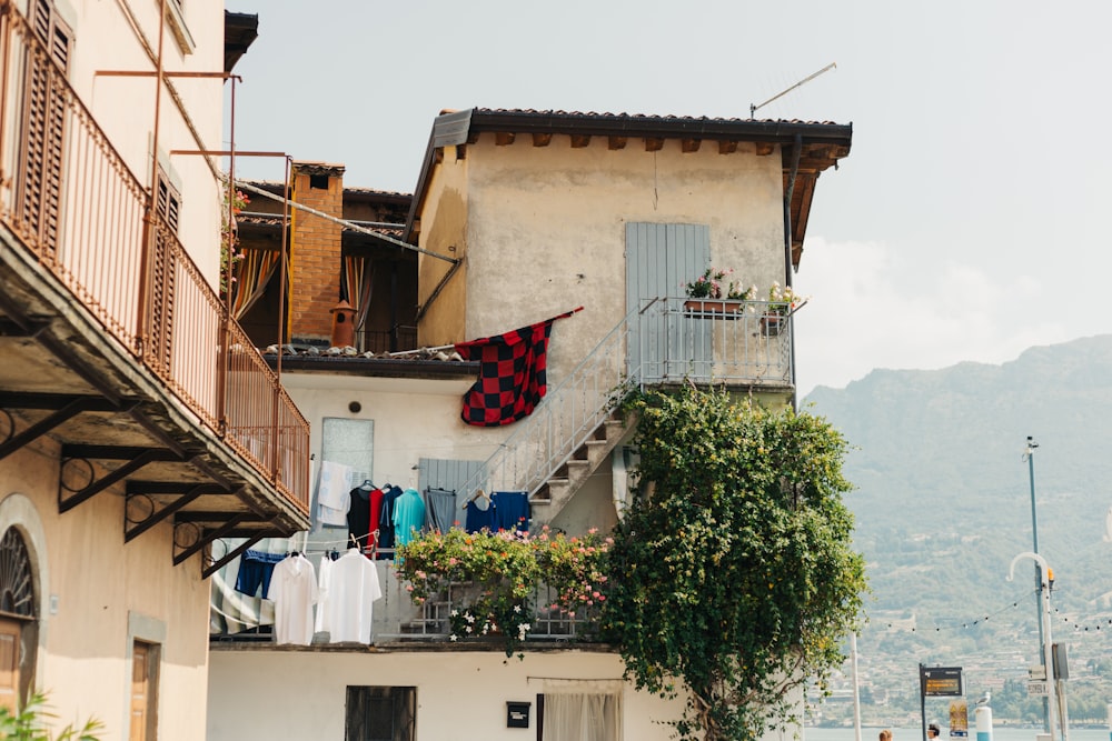 clothes hanging out to dry on a balcony