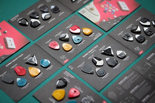 a bunch of different types of buttons on a table