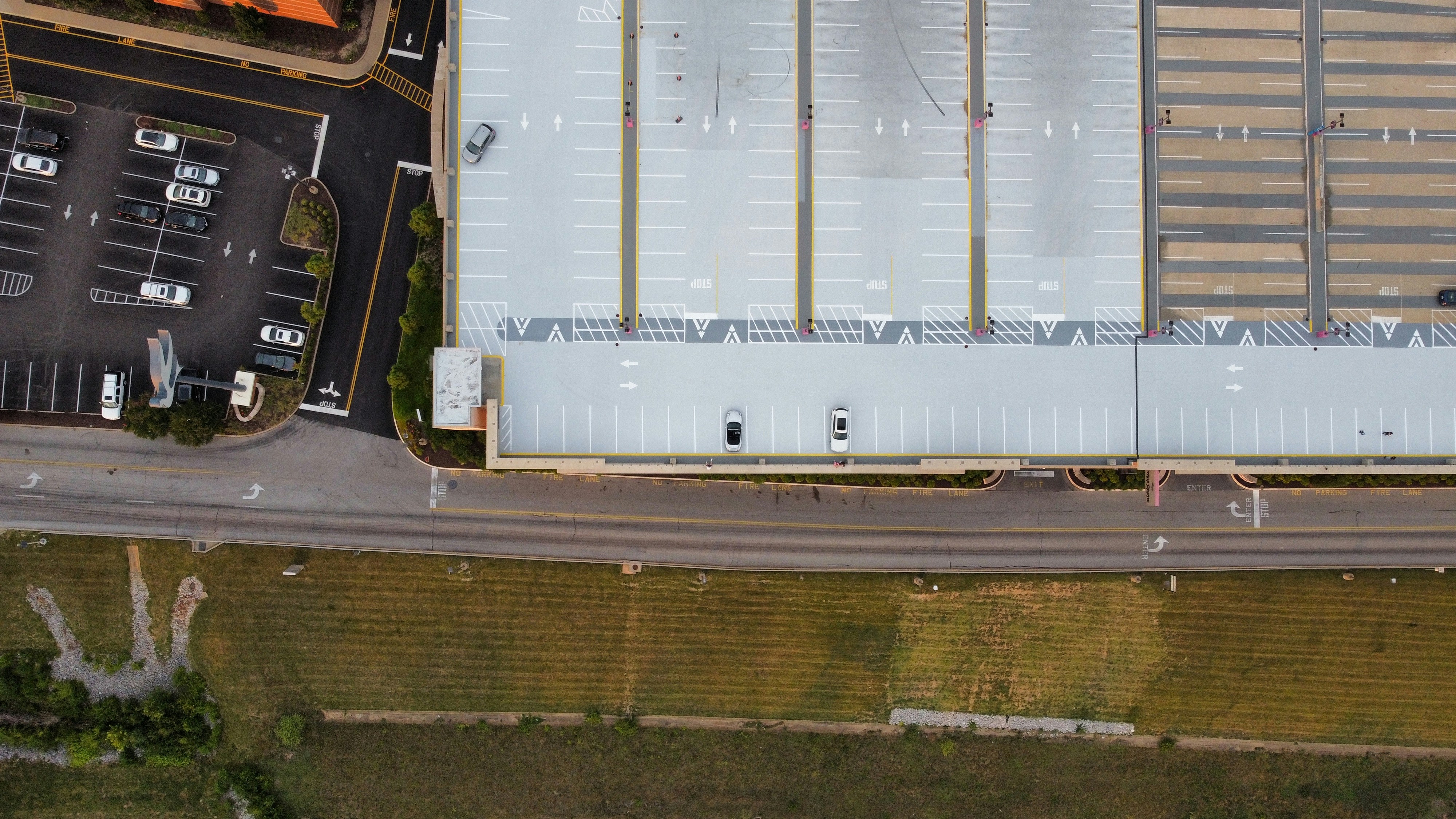 Warehouse architecture from elevated perspective