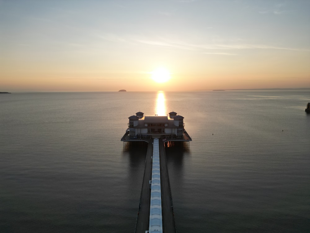 a large boat floating on top of a large body of water