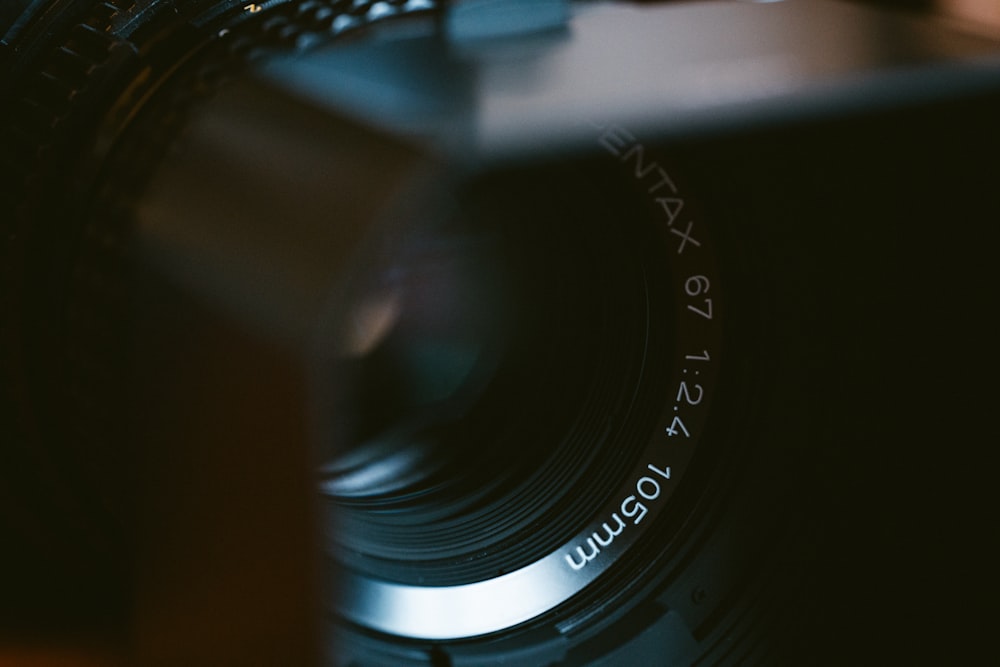 a close up view of a camera lens