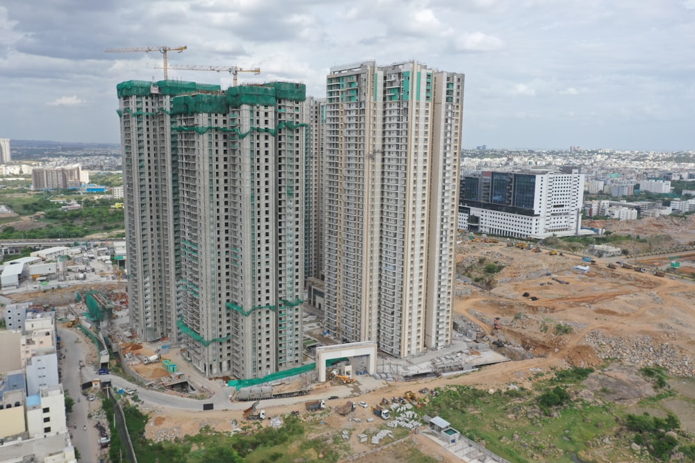 an aerial view of a large building under construction