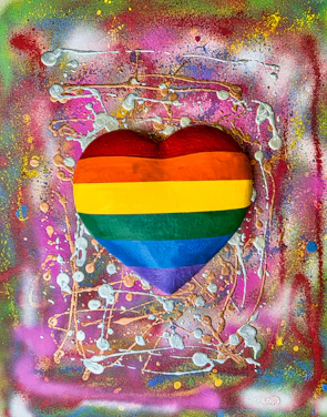 A vibrant digital illustration of a glowing rainbow heart surrounded by joyful animals from around the world.