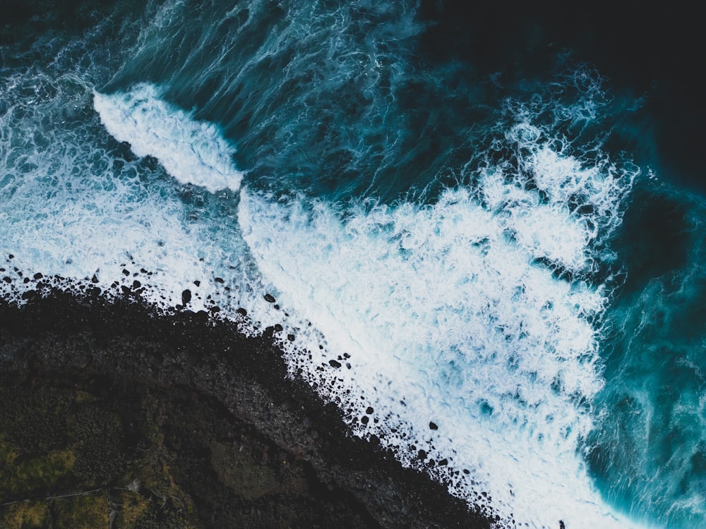 an aerial view of a body of water