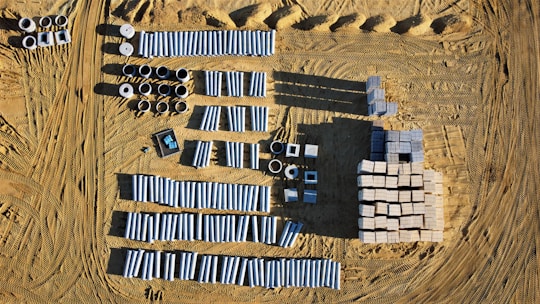 an aerial view of a construction site in the desert