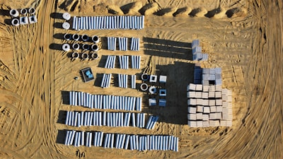 an aerial view of a construction site in the desert