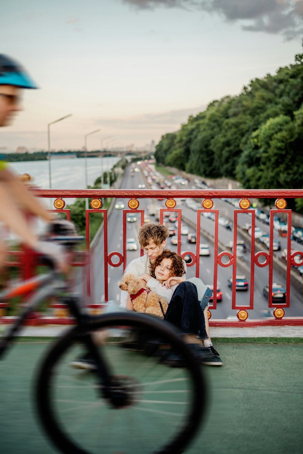 a couple of people that are sitting on a bike