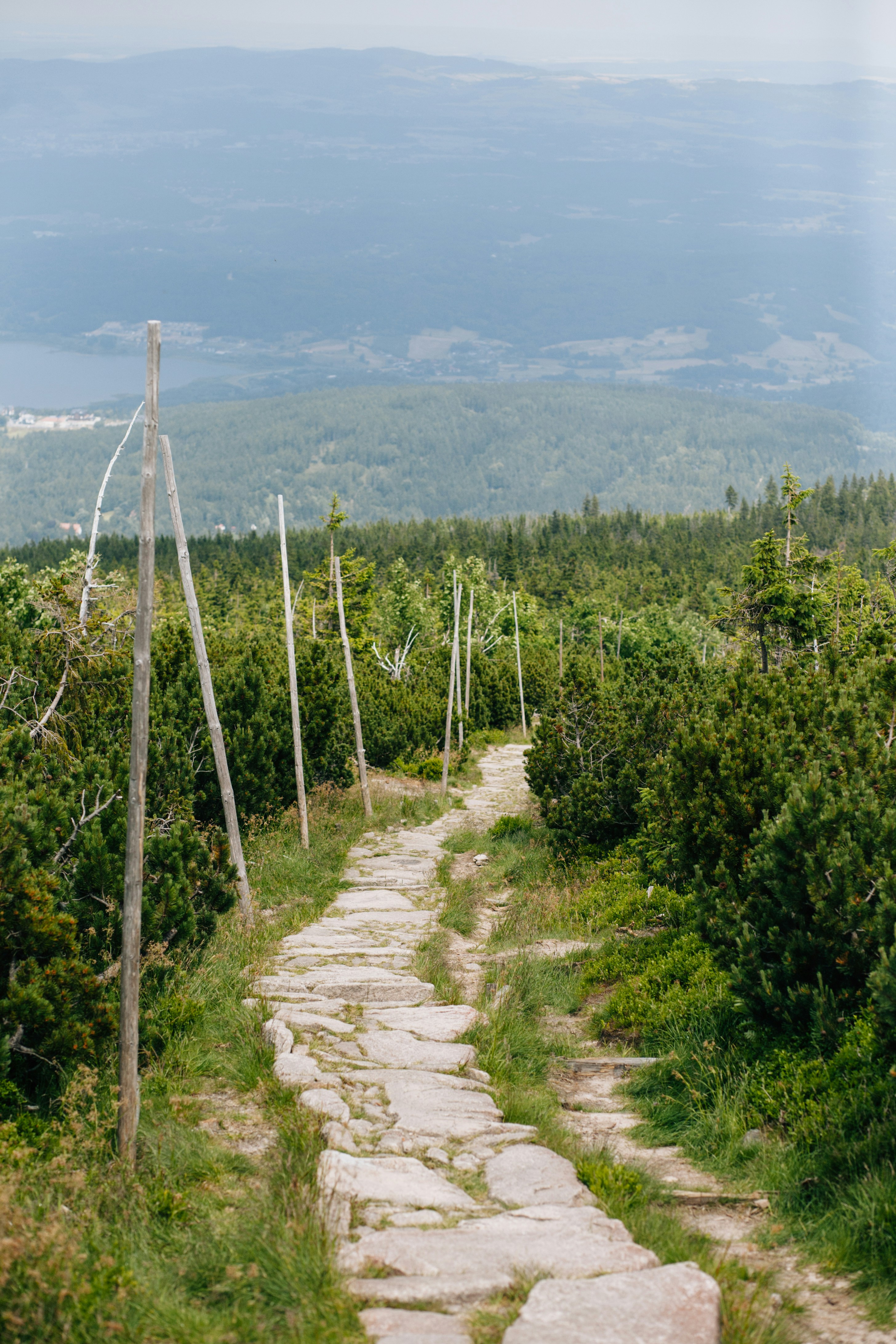 a stone path leading to the top of a mountain