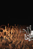 Detail of an abstract artwork featuring glowing light patterns and textures.