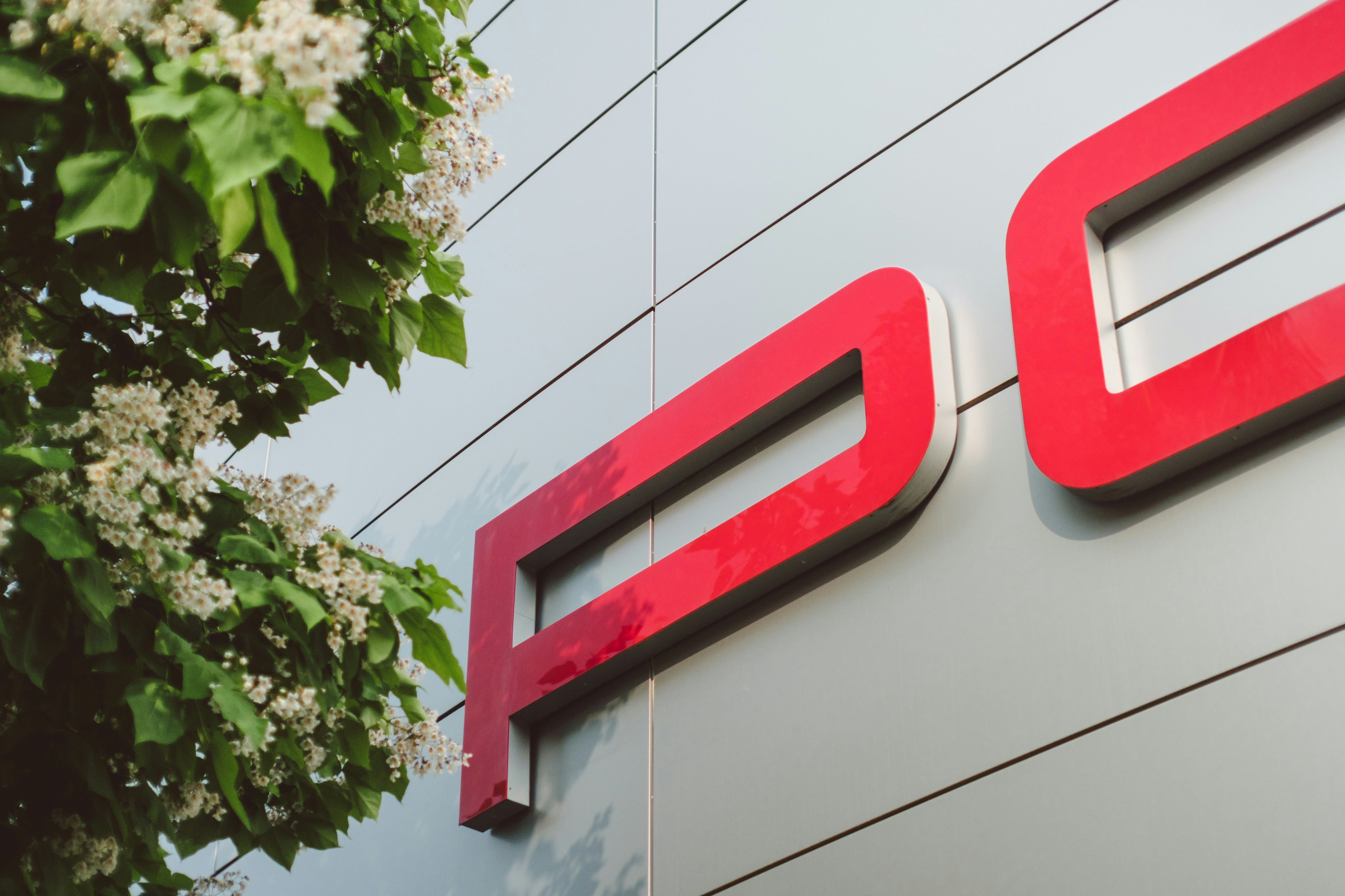 a close up of the letters on the side of a building