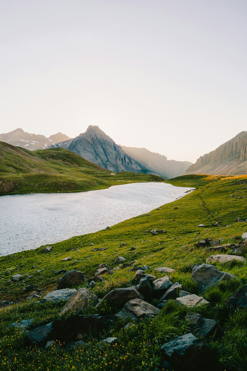 a large body of water surrounded by mountains