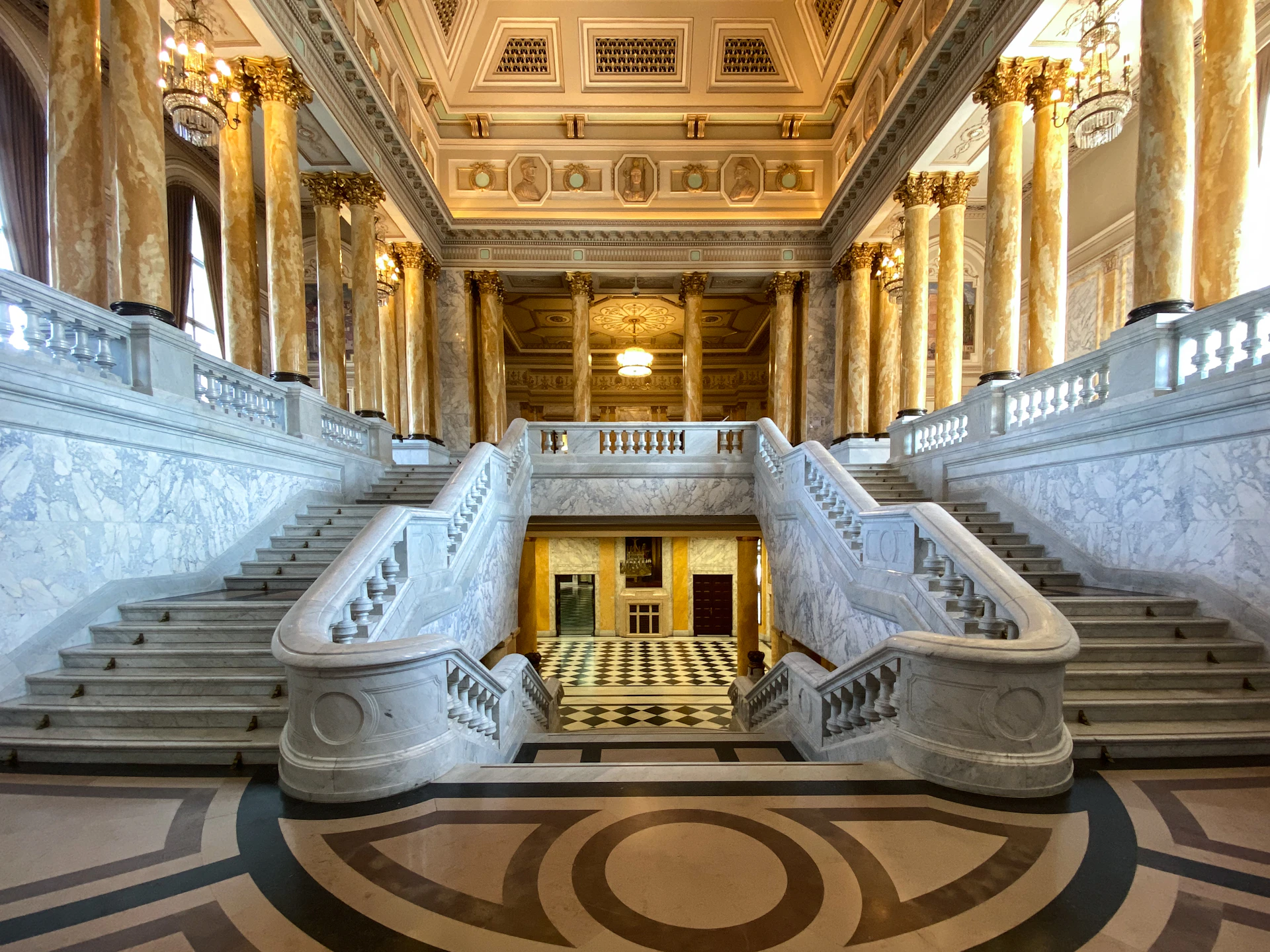 a very large building with a lot of stairs