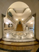 Close-up of refined marble staircase in an opulent mansion