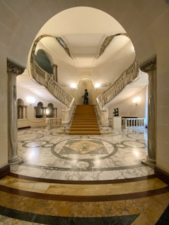 A beautifully restored marble entryway showcasing elegant finishing.