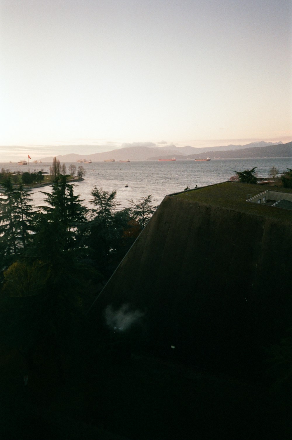 a view of a body of water from a hill