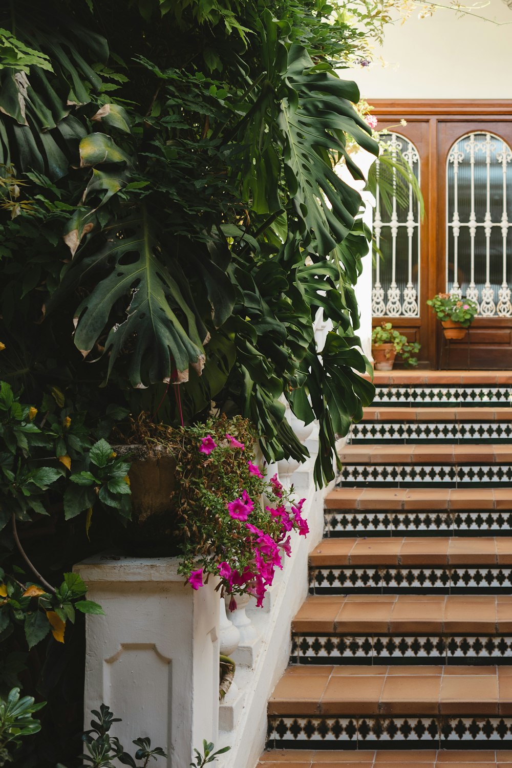 a set of steps leading up to a house