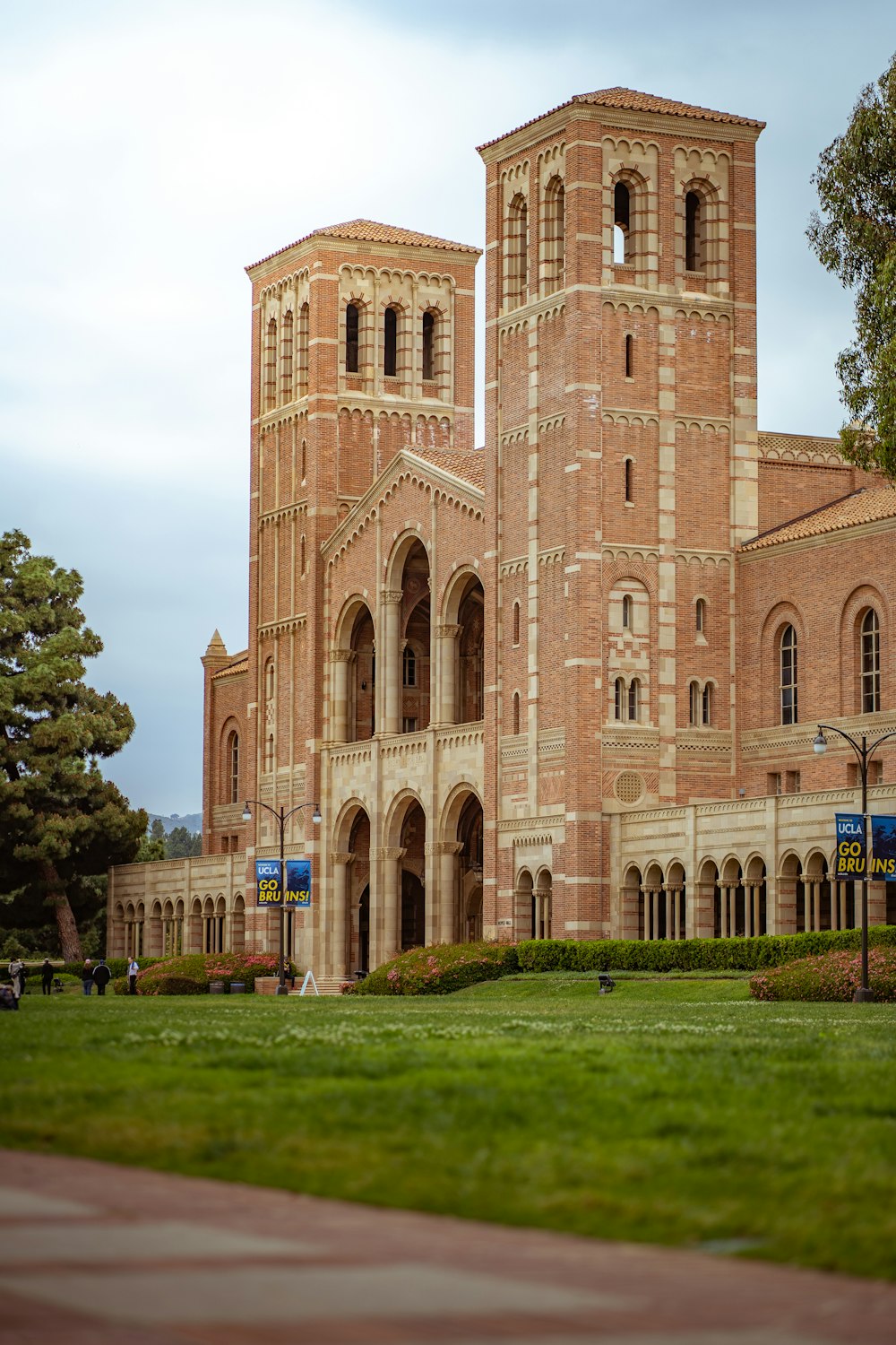 a large brick building with a clock tower