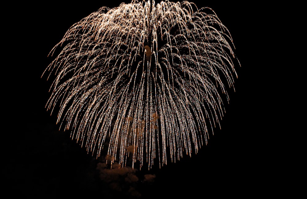 a large fireworks is lit up in the night sky