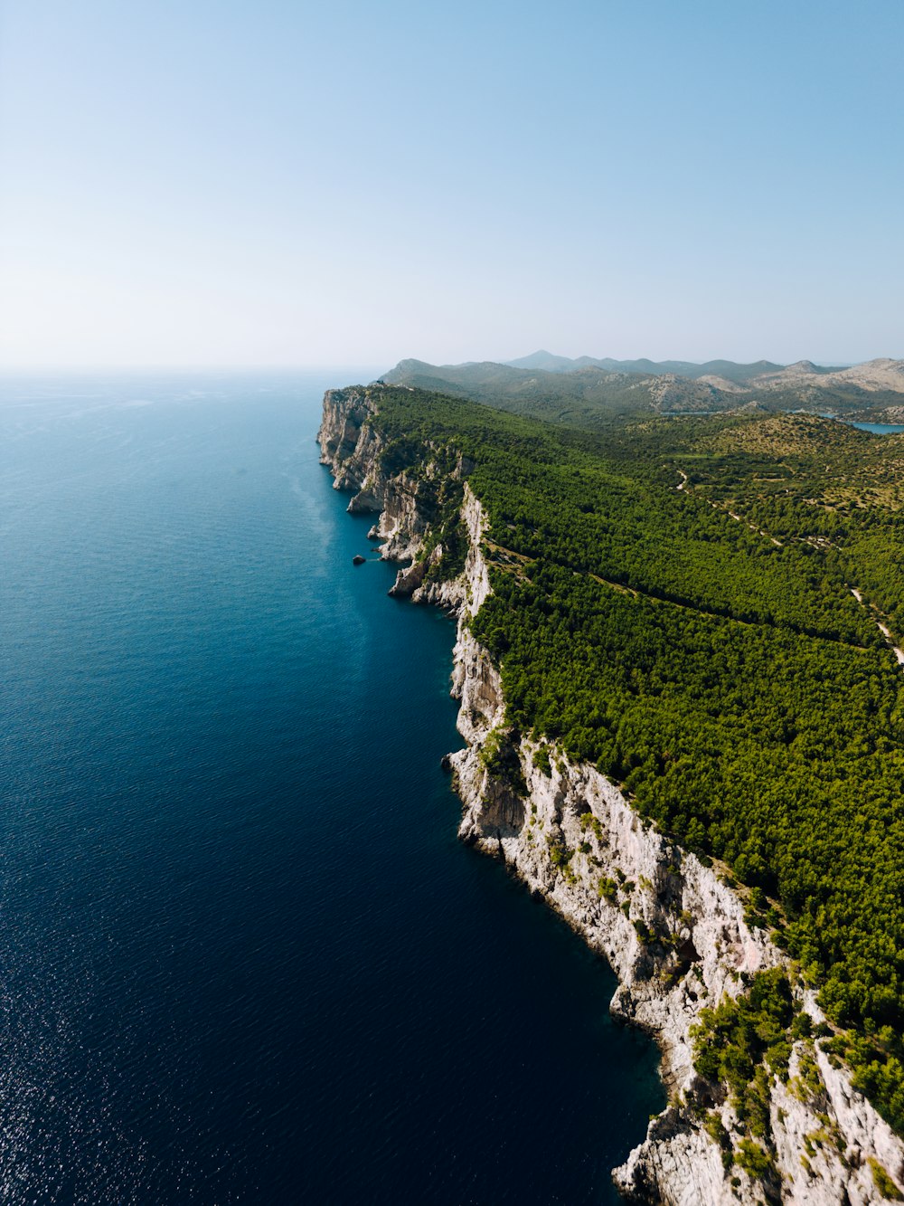 an aerial view of a large body of water