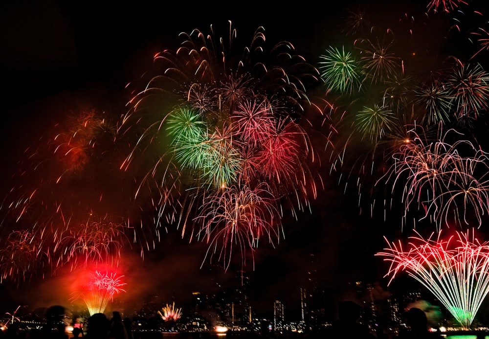 a large fireworks display in the night sky