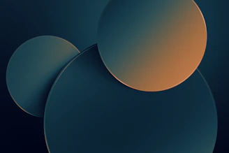 a dark blue and orange background with circles