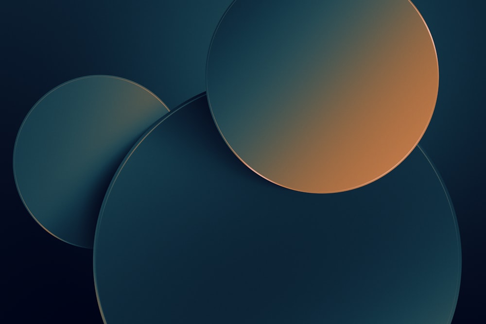 a dark blue and orange background with circles