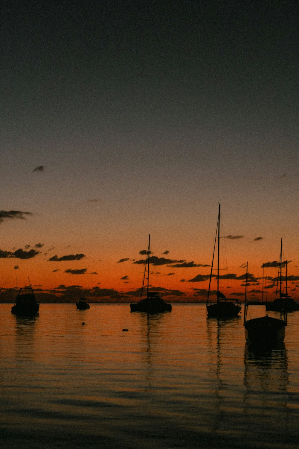 a group of boats floating on top of a body of water