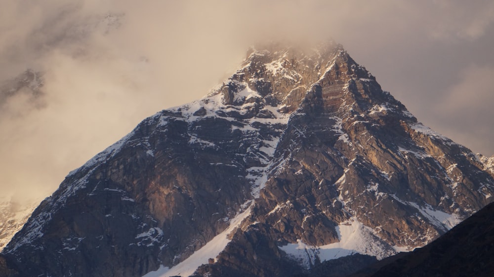 a very tall mountain with a lot of snow on it