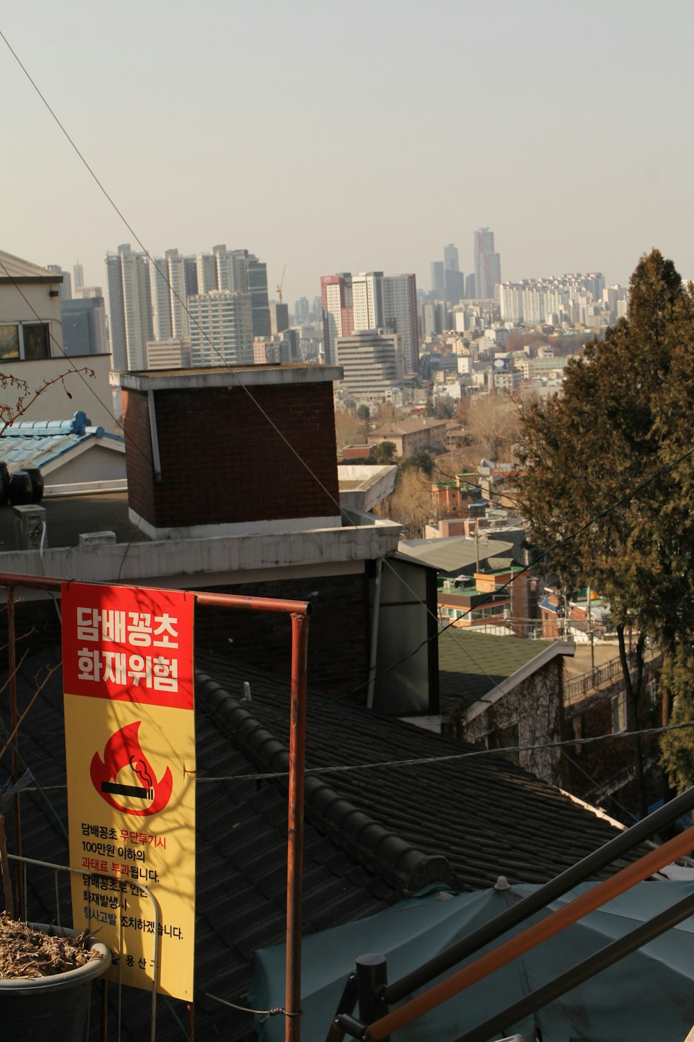 a view of a city from a rooftop