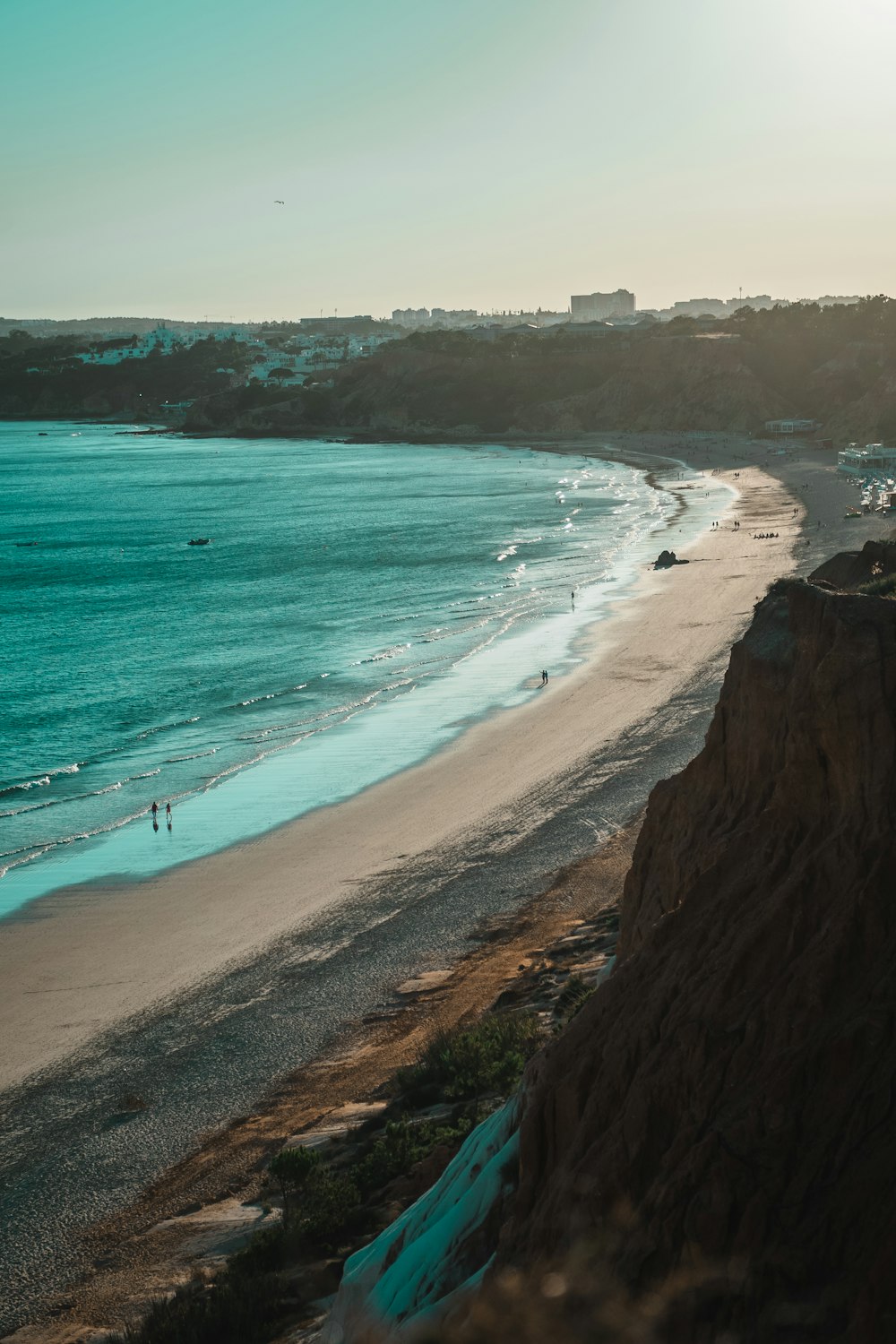 a view of a beach from a high point of view