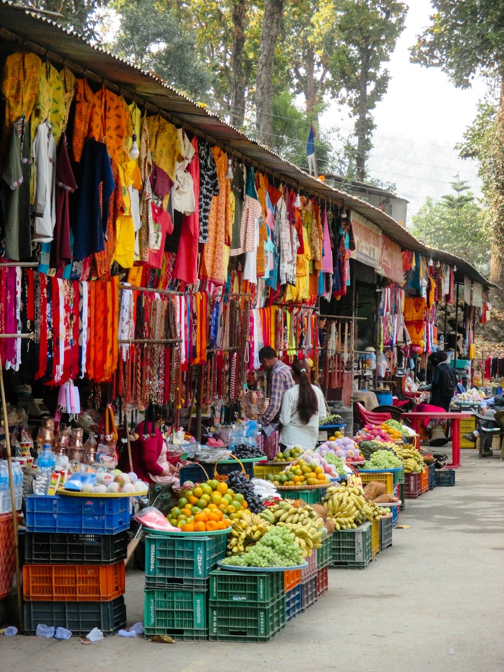 a market with a variety of fruit and vegetables