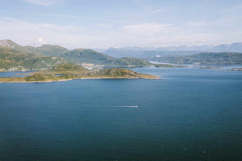 a large body of water surrounded by mountains