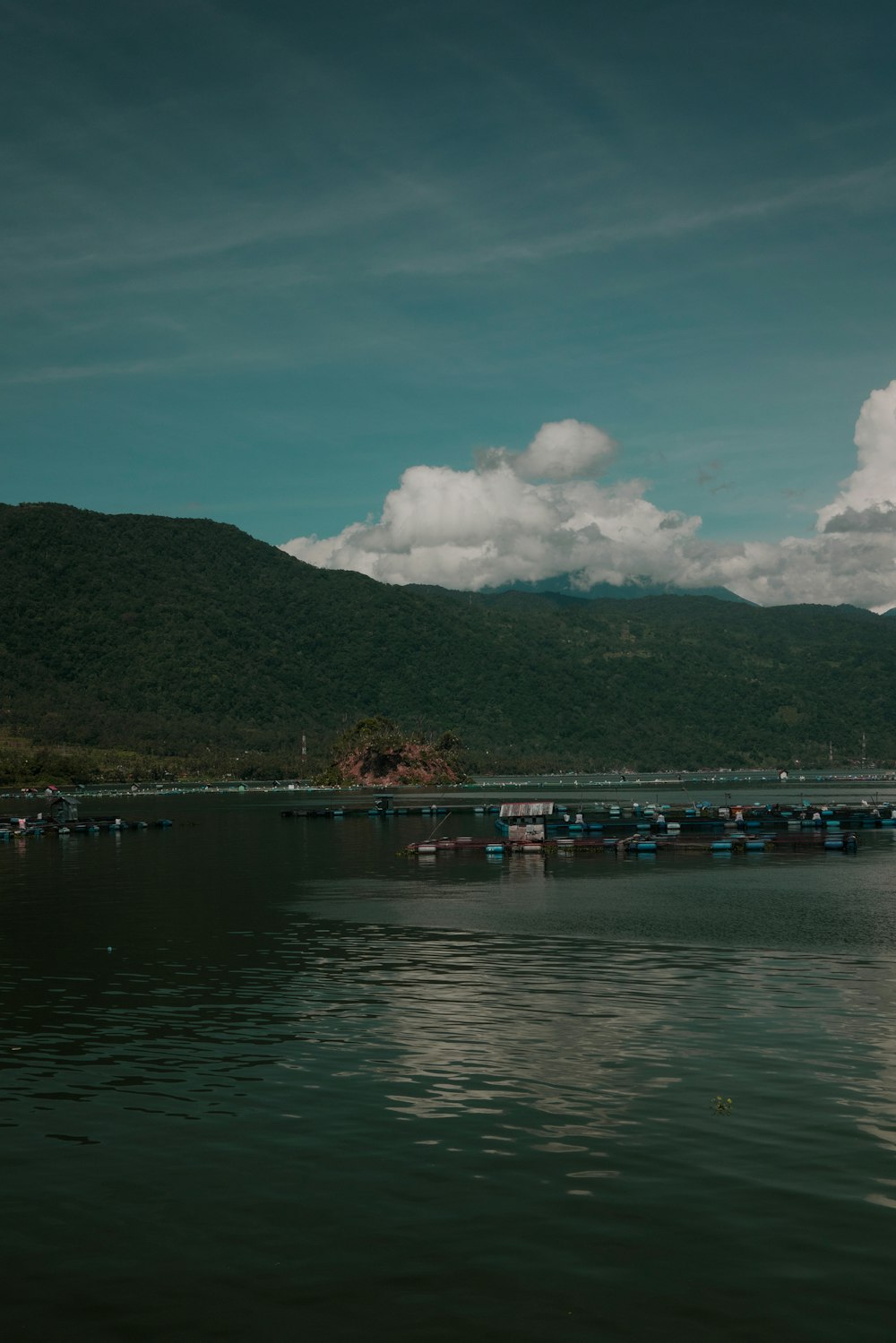 a large body of water surrounded by mountains