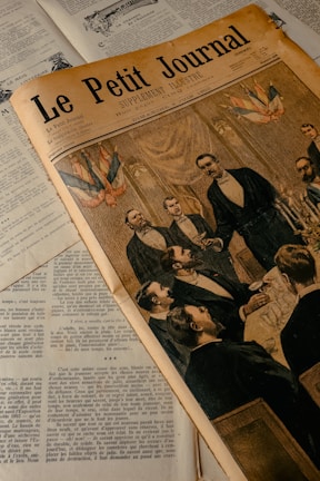 a newspaper with a picture of a group of people