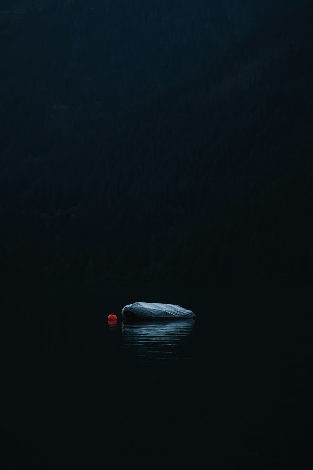 a rock in the middle of a body of water