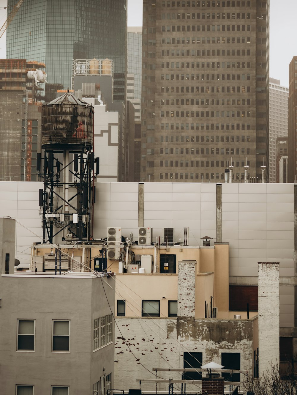 a view of a city with tall buildings