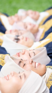 Participants smiling after a calming guided relaxation session