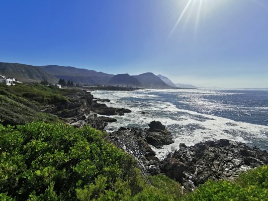Waves on the rocks below the cliff path — Hermanus, South Africa