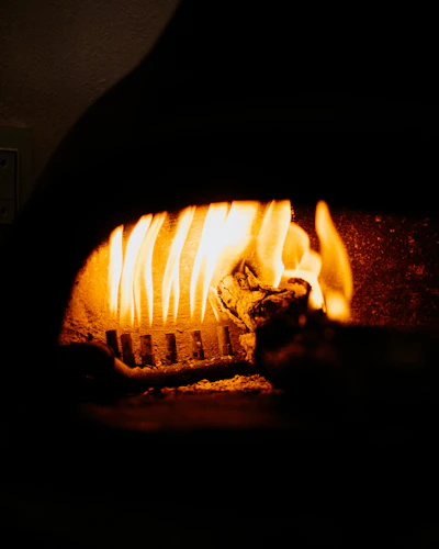 a close up of a fire in a stove