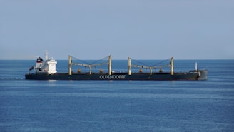 a large cargo ship in the middle of the ocean