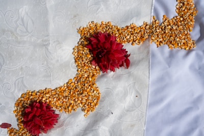 A collection of colorful corn husk flowers arranged artistically.