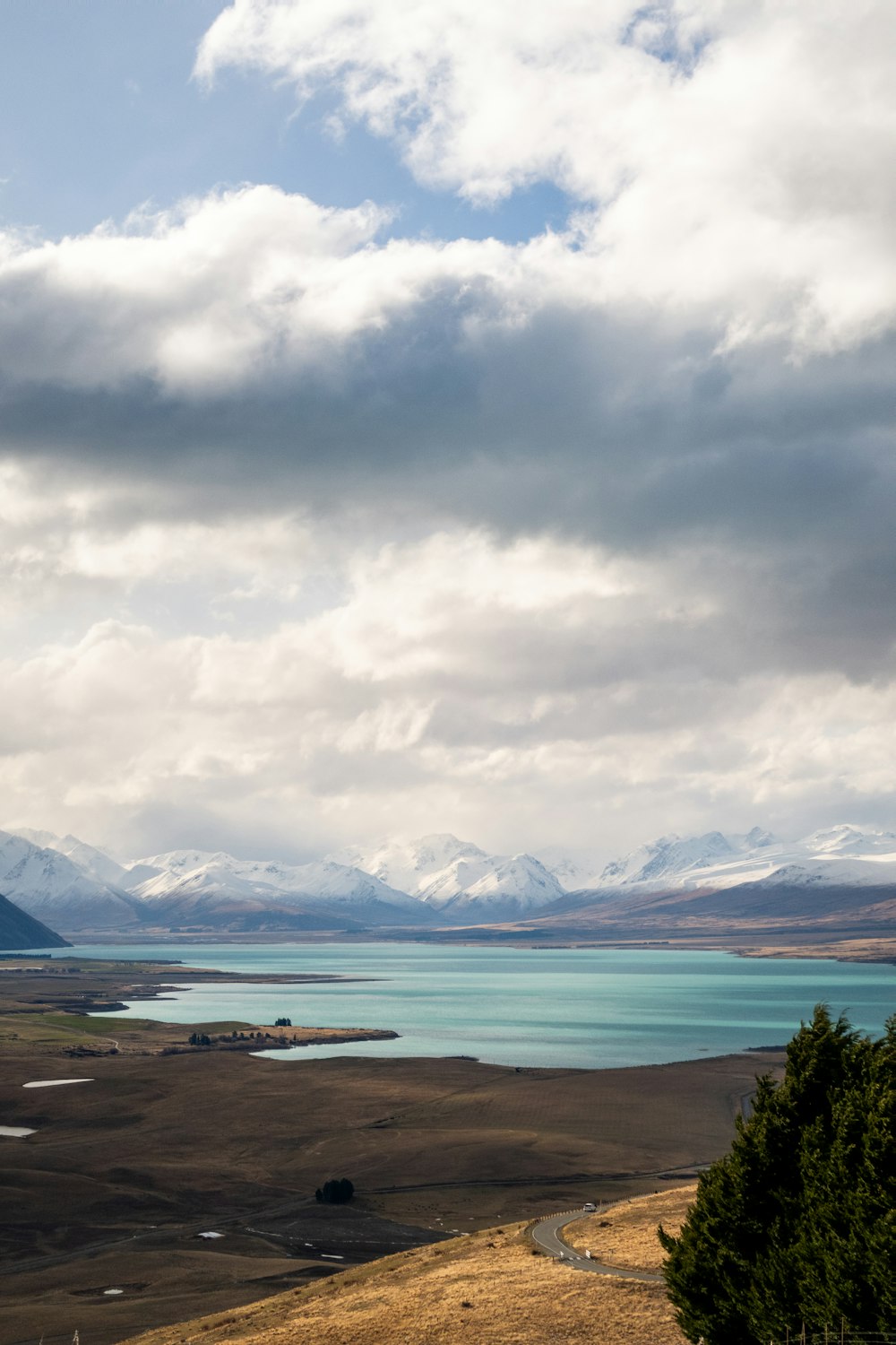 a large body of water surrounded by mountains