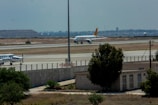 An airplane preparing for takeoff, symbolizing air transport.
